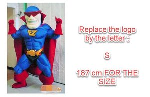 Il costume blu della mascotte del superman di Natale aggiunge una dimensione adulta del costume del carattere di logo trasporto libero