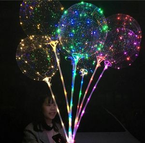 Balão de bobo luminoso com bastão de 3 metros LED Light Up Balloons transparentes com bastão de polo para decorações de férias 20pcs/lote ga99