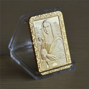 Образец!!! Бесплатная доставка, 24K позолоченные мона Лиза, да Винчи Витрувийский мужчина сувенирная арт беглый бар подарок