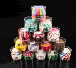 Paper Cake Cup Cupcake Astarları Pişirme Muffin Kılıf Karikatür Gökkuşağı Sargısı Sararlar Doğum Günü Partisi Dekorasyon Bakeware Aracı 100 PCS/SET