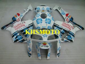 Изготовленный на заказ комплект обтекателя мотоцикла для Honda CBR600RR CBR 600RR F5 2005 2006 05 06 cbr600rr ABS Синие цветы Белый набор обтекателей + подарки HQ06