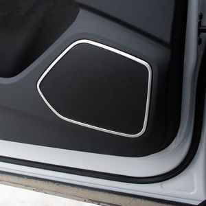 Kapı Stereo Hoparlör Kapak Trim Çerçeve Için Audi Q3 Araba İç Aksesuarları Paslanmaz Çelik Boynuz Halka Daire Şerit
