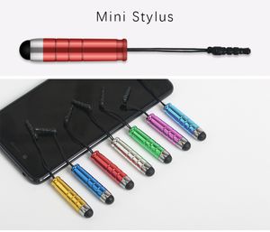 Mini Stylus dokunmatik kalem toz fişi ile metal kapasitif dokunmatik kalem cep telefonu tablet pc için ücretsiz kargo 5000 adet / grup