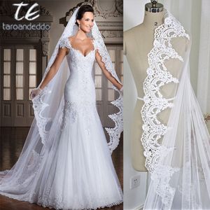 2019 new real photos White/Ivory 3M Cathedral Length Lace Edge Long Bridal Head Veil With Comb Wedding Accessories velos de novia