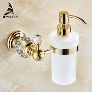 Dispenser di sapone liquido Dispenser di sapone color oro di lusso montato a parete con bottiglia contenitore in vetro smerigliato Prodotti per il bagno HK-38