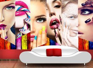 Пользовательские 3D фото обои макияж обои для стен 3 D гостиная красота салон салон салона телевизор фона 3D обои стены