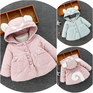 Pembe Kapüşonlu Kış Coat Bebek Sıcak Kış İkizler Giyim Toddler Ceket Kızlar Için Kış Ceket Bebek 6-36 Ay