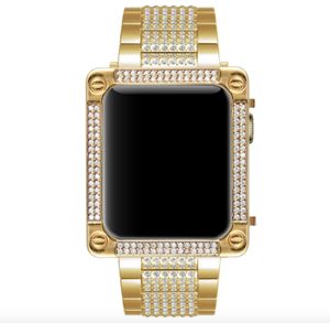 38 мм 42 мм Bling Bling Full Diamonds Golden Watch Rese + Golden Diamonds Bezel Case для Apple Watch S1 / S2 / S3 (2in1 Set)