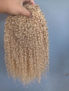 Brasilianisches menschliches Jungfrau-Remy-Haar mit verworrenen Locken, blonde Farbe, unverarbeitete, babyweiche Haarverlängerungen, 100 g/Bündel