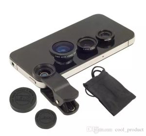 Fisheye Lens 3 in 1 obiettivi per telefoni cellulari fish eye + grandangolo + obiettivo per fotocamera macro per iphone X XS 8 8X 7 6s plus 5s / 5 xiaomi huawei samsung