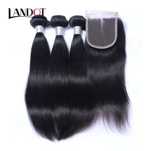 3 demetleri ile 8a lace closure brezilyalı düz bakire saç örgüleri işlenmemiş perulu malezya Hint kamboçyalı insan saçı ve kapanışları