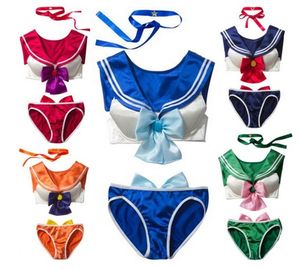 Frete Grátis Clearance Sailor Moon Girl Sexy Bikini Swimsuit Lingerie Terno de Marinheiro Trajes Cosplay Plus Size 5 Cores C18111601