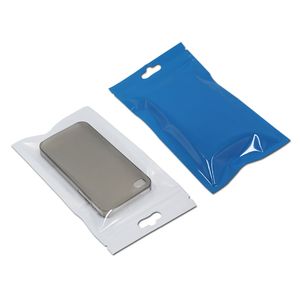 Temizle Ön / Mavi Fermuar Kilidi Plastik Paket Torbaları Asmak Delik Beyaz Çanta Takı Elektronik Ürün Paketi Kılıfı