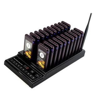 999CH Беспроводная подпрограмма для оборотов в очереди с 20 Call Coaster Pager 1 Передатчик для клавиатуры для ресторана Cool Shop Hotel