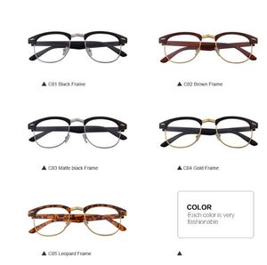 Новое прибытие Классический ретро прозрачные линзы Nerd Frames очки Мода Марка Мужчины Женщины очки Урожай Половина металла очки кадр