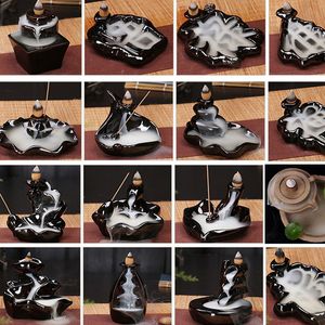 24 Estilo Cerâmico Burner Fragrância Lotus Titular Censador Criativo Aromaterapia BackFlow Incenso Cones Burner Stick Censador