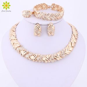 Todo sale2017 Moda Dubai Cor Ouro Conjuntos de Jóias Traje Big Design Cor do Ouro Casamento Nigeriano Beads Africanos Conjuntos de Jóias