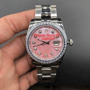 Женские часы Diamond Bezel Pink Dial President Женские часы из нержавеющей стали Женские женские автоматические механические наручные часы с сапфировым стеклом 36 мм
