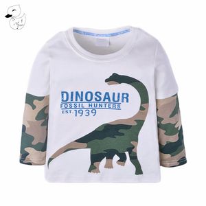 Sonbahar Bahar 2018 Erkek Uzun Kollu T Shirt Gömlek Çocuk Bebek Çocuk Giyim Kamuflaj Dinozor Baskılı Tişört Sevimli Tişört Maliyet Toptan