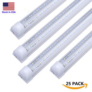 8FT Светодиодные светильники V Форма T8 LED TUBE Light 8FT 2FT 4FT 5FT 6FT 8 футов 120 Вт Двухрядная лампочка лампочки AC85-277V.