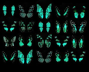 200 adet / grup 8 cm Mıknatıs Noctilucence Duvar Sicker işıltılı 3D Kelebek Çıkartması Sanat Duvar Çıkartmaları Odası Manyetik Ev Dekorasyon