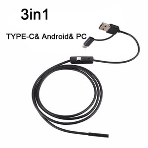 5.5mm Micro USB Type-c 3 in 1 HD Endoscope Borescope Camera 6LED USB TYPE-C Android Endoscope Inspection Camera Snake Flexible Borescope Cam