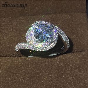 Choucong Çapraz Takı Yuvarlak 3ct Diamonique Pembe küçük Cz 925 Ayar Gümüş Kadınlar Için Nişan Düğün Band Yüzük erkekler Bijoux