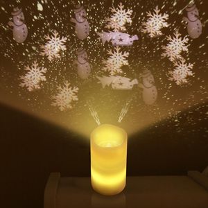 Новые Рождественский проектор зажигает дерево Снежинка свечу беспламенный с дистанционным управлением Новизной Rotary LED Night Light For Kid Xmas партиями