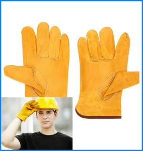 Luvas de Proteção do trabalhador Luvas de Segurança de Soldagem de Couro Amarelo Cor Tamanho XL Proteger as mãos do trabalhador Canteiro de obras out152 DHL