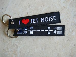 I Love Jet Noise 18R 36L Авиационная вышитая брелок для ключей 13 x 2.8cm 100шт. Лот