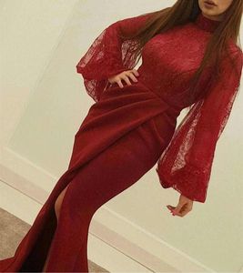 Boyun Dantel Rust Kırmızı Uyluk Yüksek Yarıklar Denizkızı Seksi Özel Yapımı Yeni Gelecek Gizli Elbise Prom