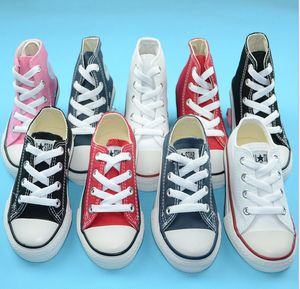 Novos sapatos de lona infantis de marca 2019, sapatos altos e baixos, sapatos infantis de lona esportivos para meninos e meninas