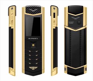 Marchio originale MPARTY LT2 Luxury Gold Metal Corpo Custodia in pelle Cellulare Dual Sim Cellulari Bluetooth FM Mp3 Cellulare con fotocamera