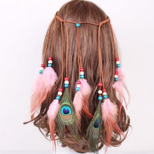 Чистые цветные повязки пера красочные волосы веревка индийский стиль тканые волосы 7 цветов оптом