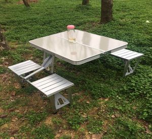 Picnic table for 4 people Outdoor Garden Sets camping folding tables and chair Aluminium alloy couplet tableEasy to carry barbecue