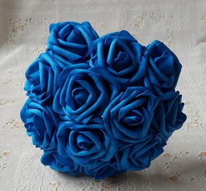 Искусственные Цветы Royal Blue Roses для Bridal Букет Свадебный Букет Свадебный декор Расположение Центр Оптом Лот