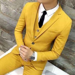 Üst Tasarım Damat Smokin Bir Düğme Notch Yaka Groomsmen Best Man Suit Düğün Erkek Takım Elbise (Ceket + Pantolon + Yelek + Kravat) J394