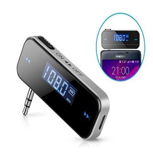 Wireless 3.5mm FM Transmitter for Car, Universal Audio Music Adapter with LCD Display, Compatible with iPhone & Android