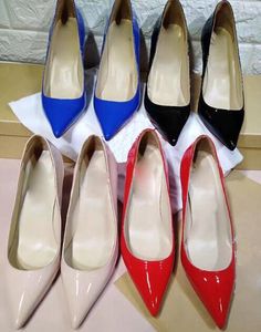 5A Damen 6579 Decoltish 8,5 cm Fetisch-Absätze Brautpumps Schuhe, Obermaterial aus echtem Lackleder, Größe 35-42 Kostenloser Versand