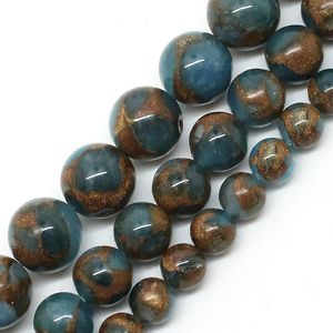 8mm Natural Lake Blue Cloisonne Stone Round Loose Beads For Jewelry Making 6 8 10 mm Pick Size 15inches DIY Necklace