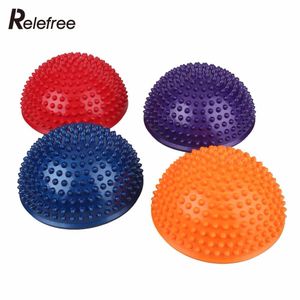 Relefree PVC Inflatable Half Yoga Balls Massage Point Fitball Exercises Trainer Stabilizer GYM Pilates Fitness Balancing Ball