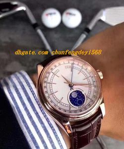 Relógios de luxo New 18k Ouro Branco Dial 39 milímetros da Fase da Lua modelo de relógio dos homens M50525-0002 marca de moda automática Mens Watch Wristwatch