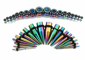 36 Adet / takım 1.6-10mm 316L Tapers Kulak Fişler Ölçer Kadın Erkek Vücut Takı Için Germe Kiti Piercing 3 Renk Punk Stil Küpe G75L