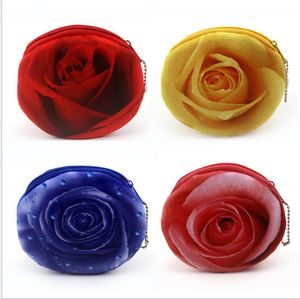Criativo 3D Impressão Rose Flower Coin Purse Mini tecido Macio Pequeno Saco Do Cartão Da Carteira para Meninas kye case money bag