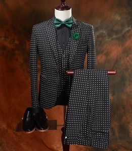 Moda Bir Düğme Damat Smokin Notch Yaka Groomsmen Best Man Blazer Erkek Düğün Takımları (Ceket + Pantolon + Yelek + Kravat) H: 734
