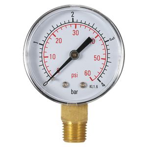 Freeshipping 50mm manometer Pool Filter Water Pressure Dial Hydraulic Pressure Gauge manometre pression 1 4" BSPT Thread 0~60psi 0~4bar