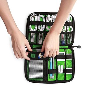 High Quality Digital Bag Travel Data Lines Bag Electronics Accessories Travel Organizer Bag Case for Chargers Cables Earphone Nylon Black