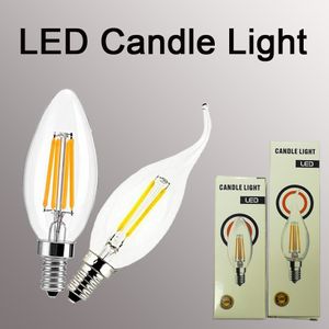 Филаментальная лампа свеча E14 2/4/6W Edison Cob Filment Retro светодиодная световая свеча/пламя лампы лампы