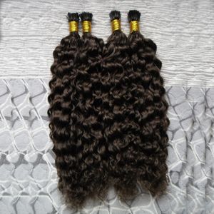 Brazilian Kinky Curly 7A Fusion Human Hair Extensions 200g Keratin I Tip European Hair Extensions Human 10"-26" Natural Hair on Capsules