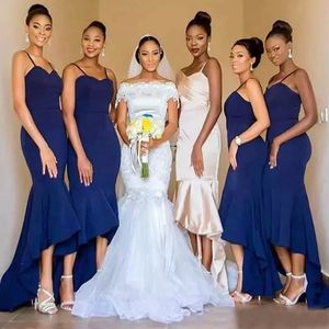 Yeni Varış 2018 Kraliyet Mavi Gelinlik Modelleri Zarif Spagetti Merhaba Düşük Mermaid Düğün Konuk Parti Abiye Custom Made Çin EN12256